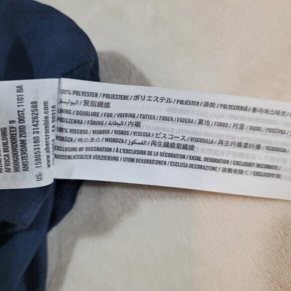 Abercrombie and Fitch Blue Floral Satin Lace V-Neck Slip Dress - Size Small - Picture 8 of 11